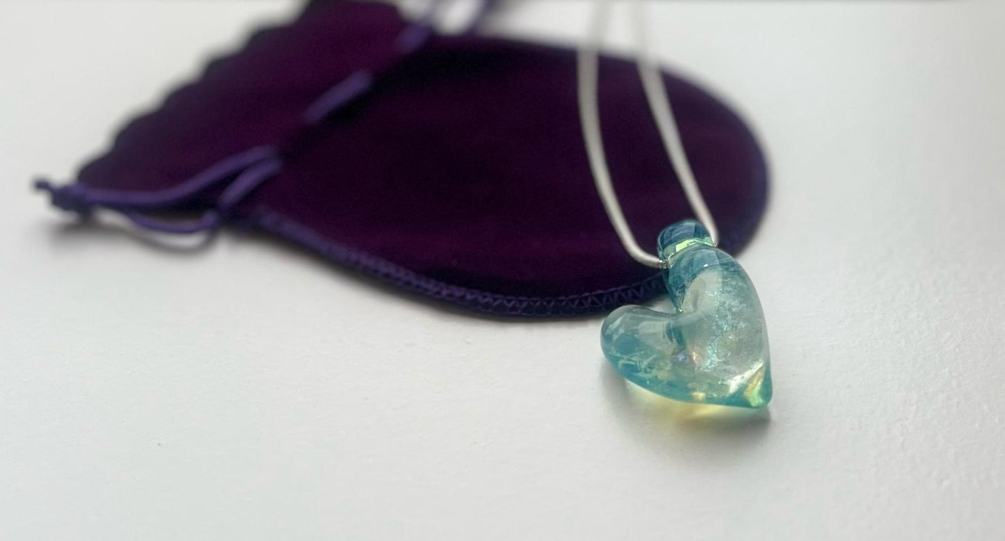 Aqua vortex heart pendant