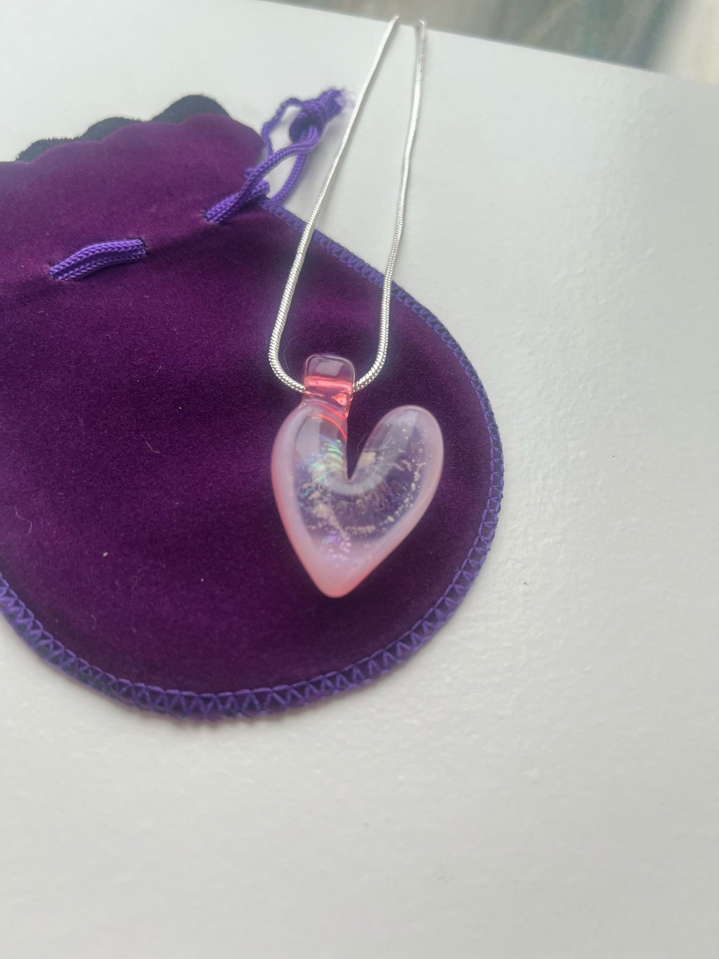 Pink vortex heart pendant