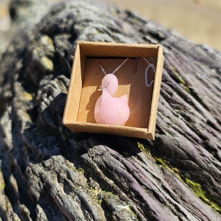 Pink Glass Cat Pendant