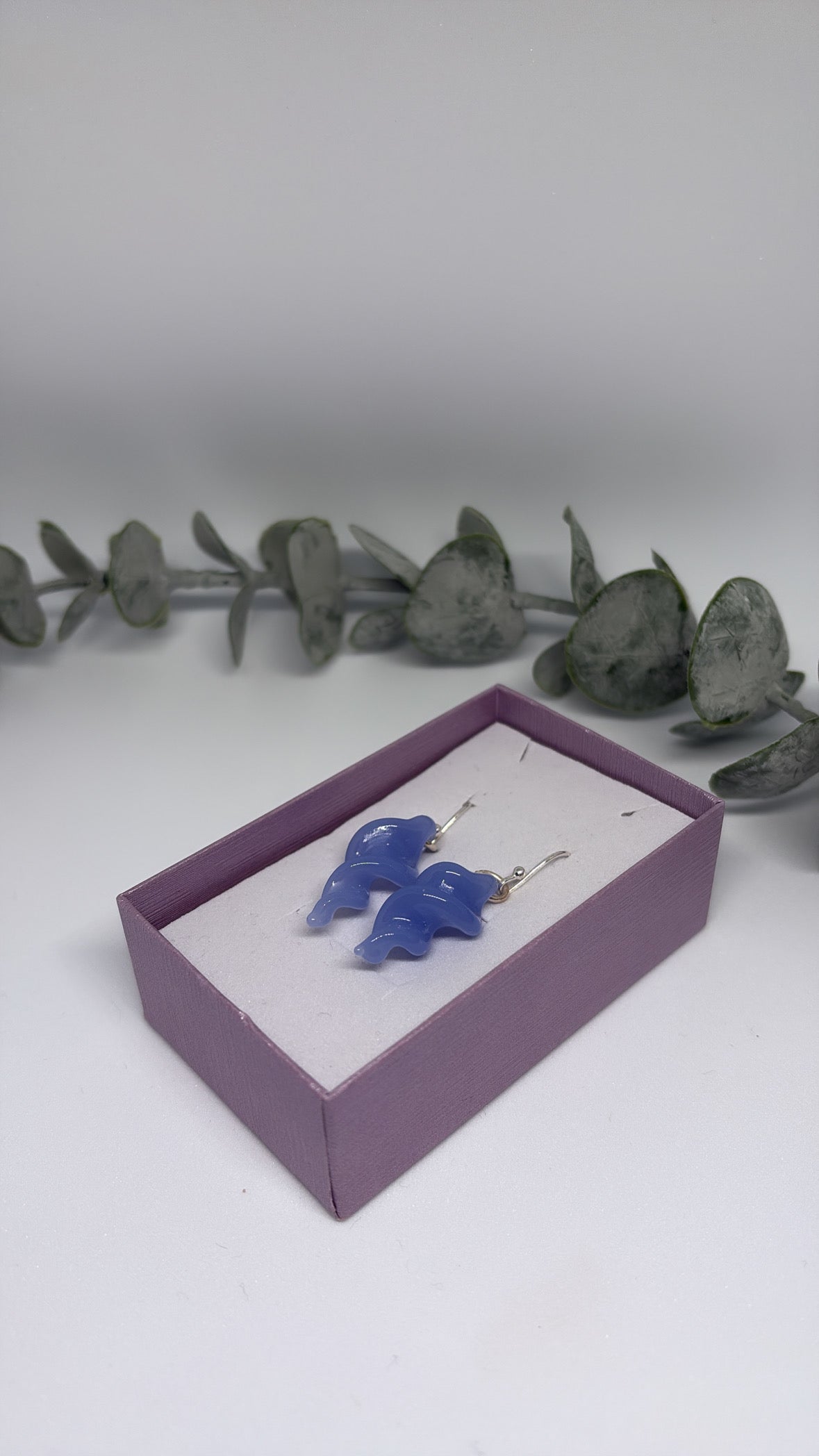 Blue Glass Icicle Earrings