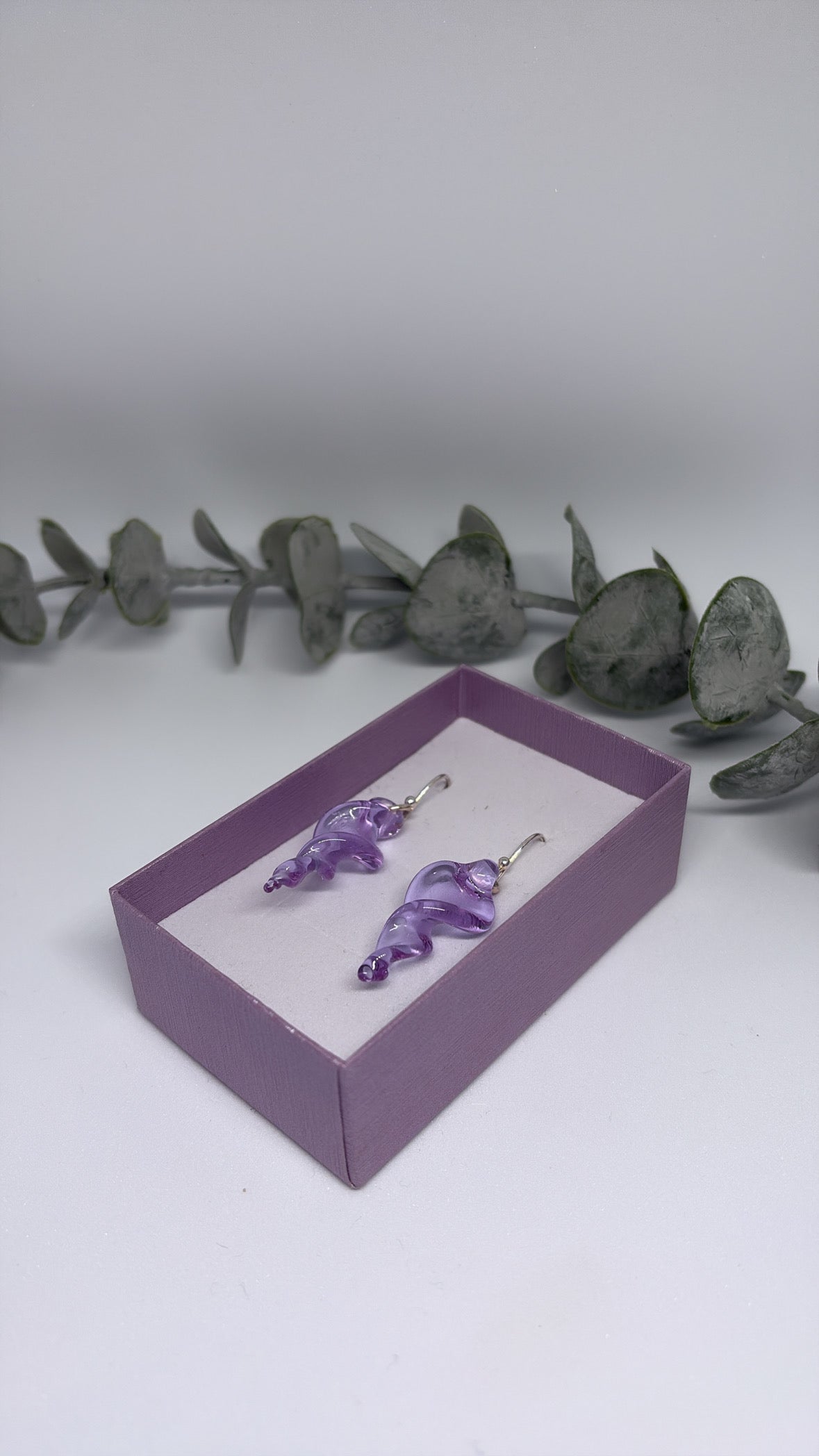 Lavender Purple Glass Icicle Earrings