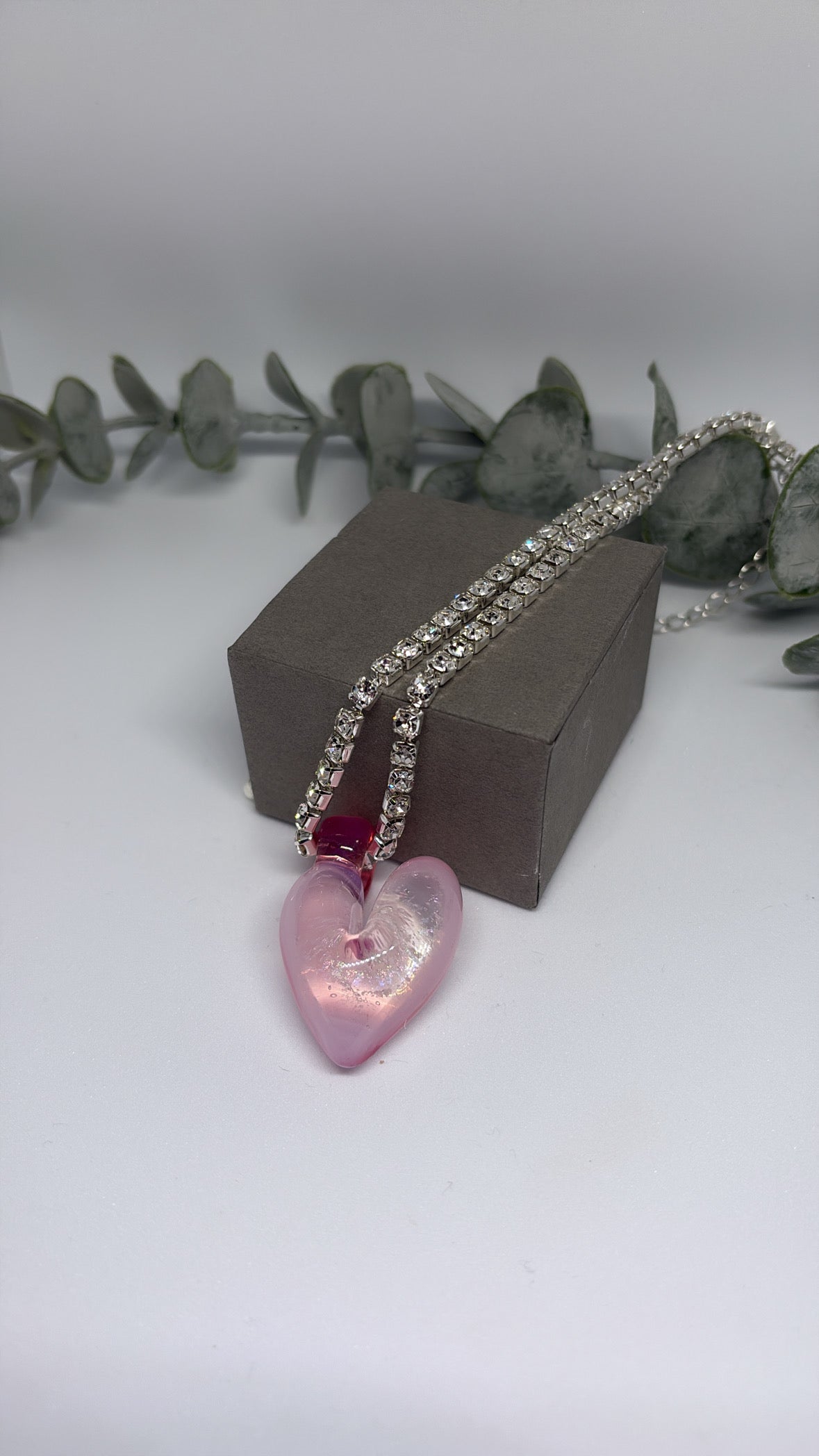 Pink vortex heart pendant