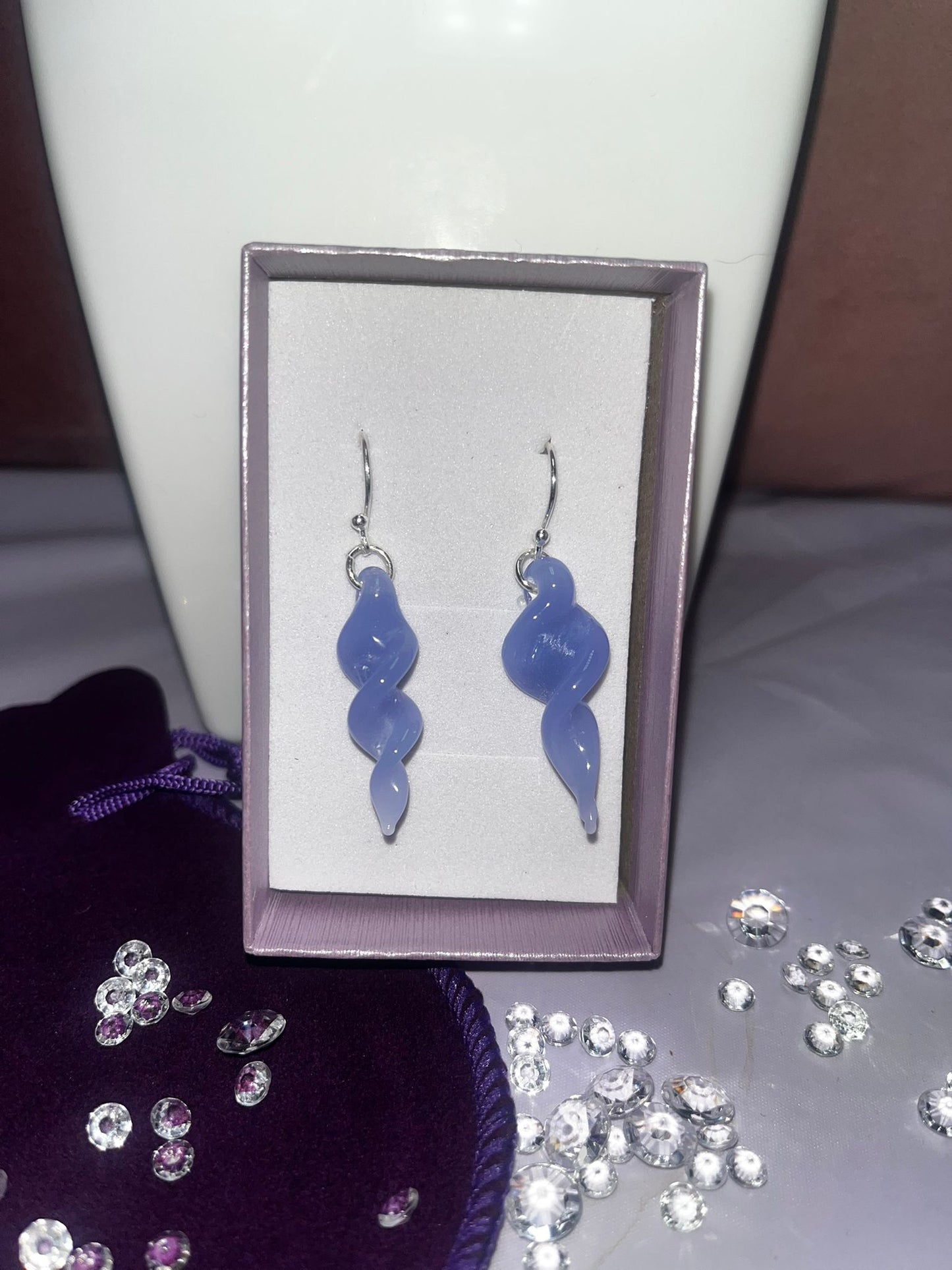 Blue Glass Icicle Earrings