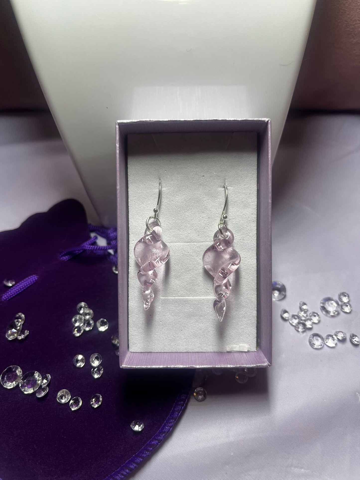 Pink Icicle Glass Earrings