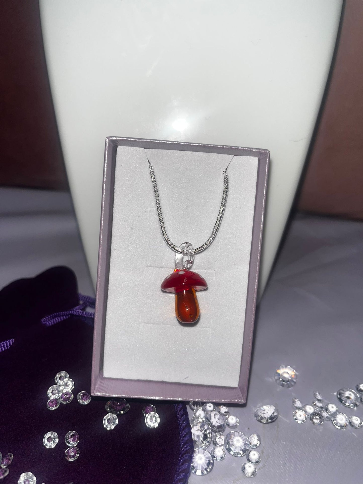Glass mushroom necklace