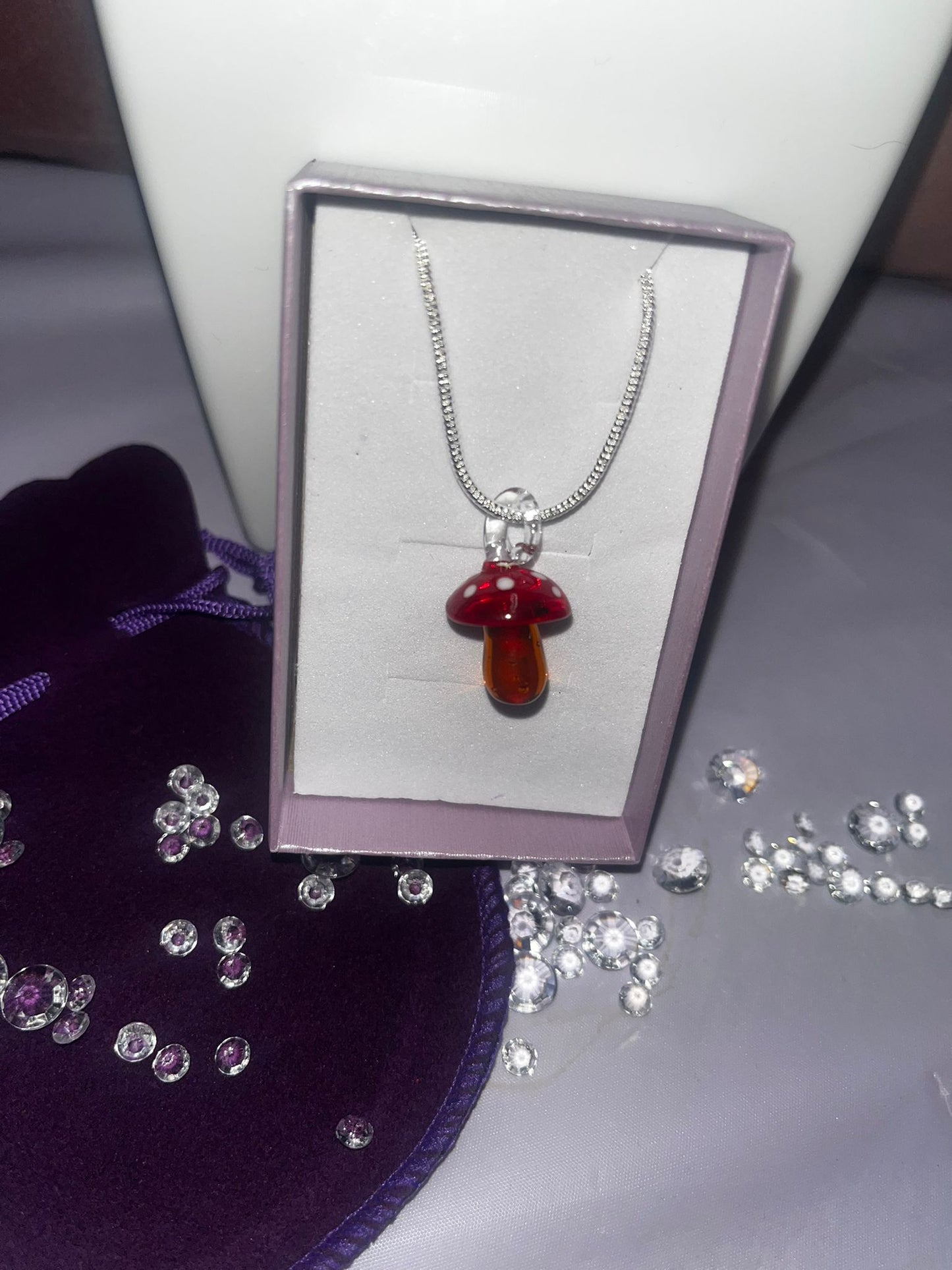 Glass mushroom necklace