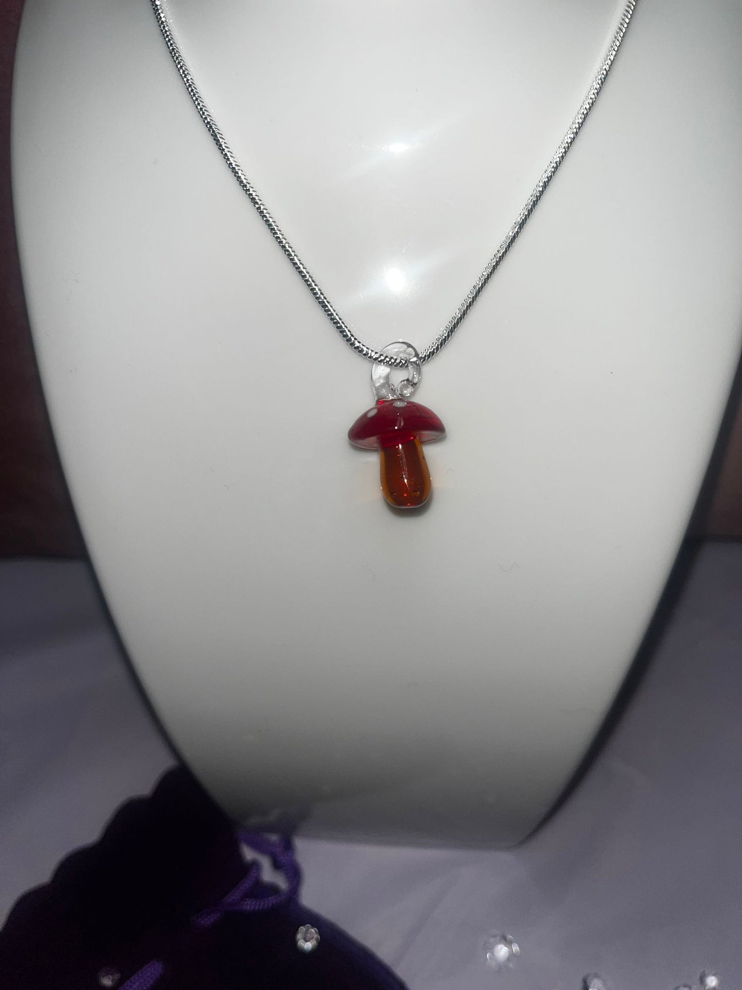 Glass mushroom necklace