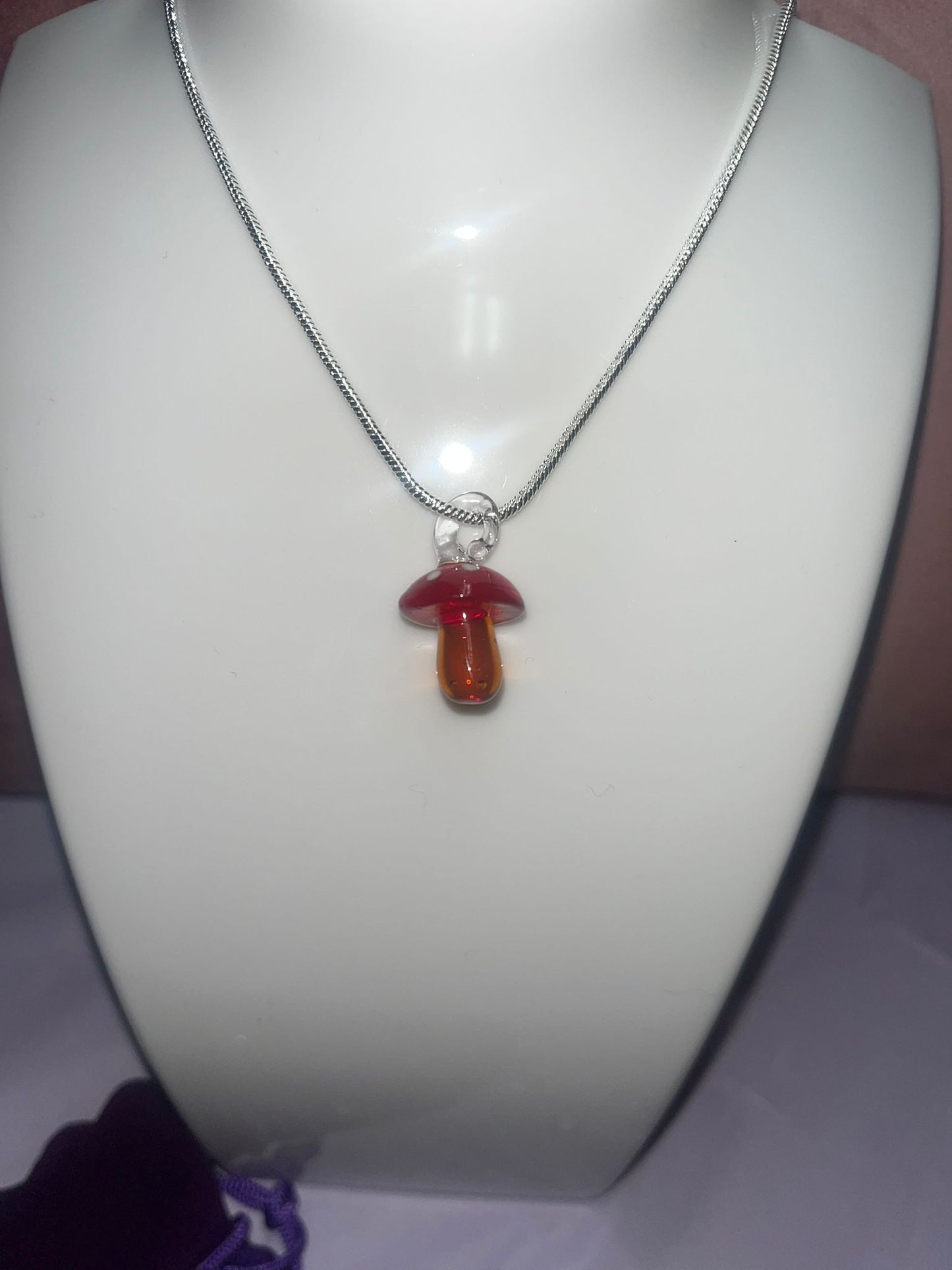 Glass mushroom necklace