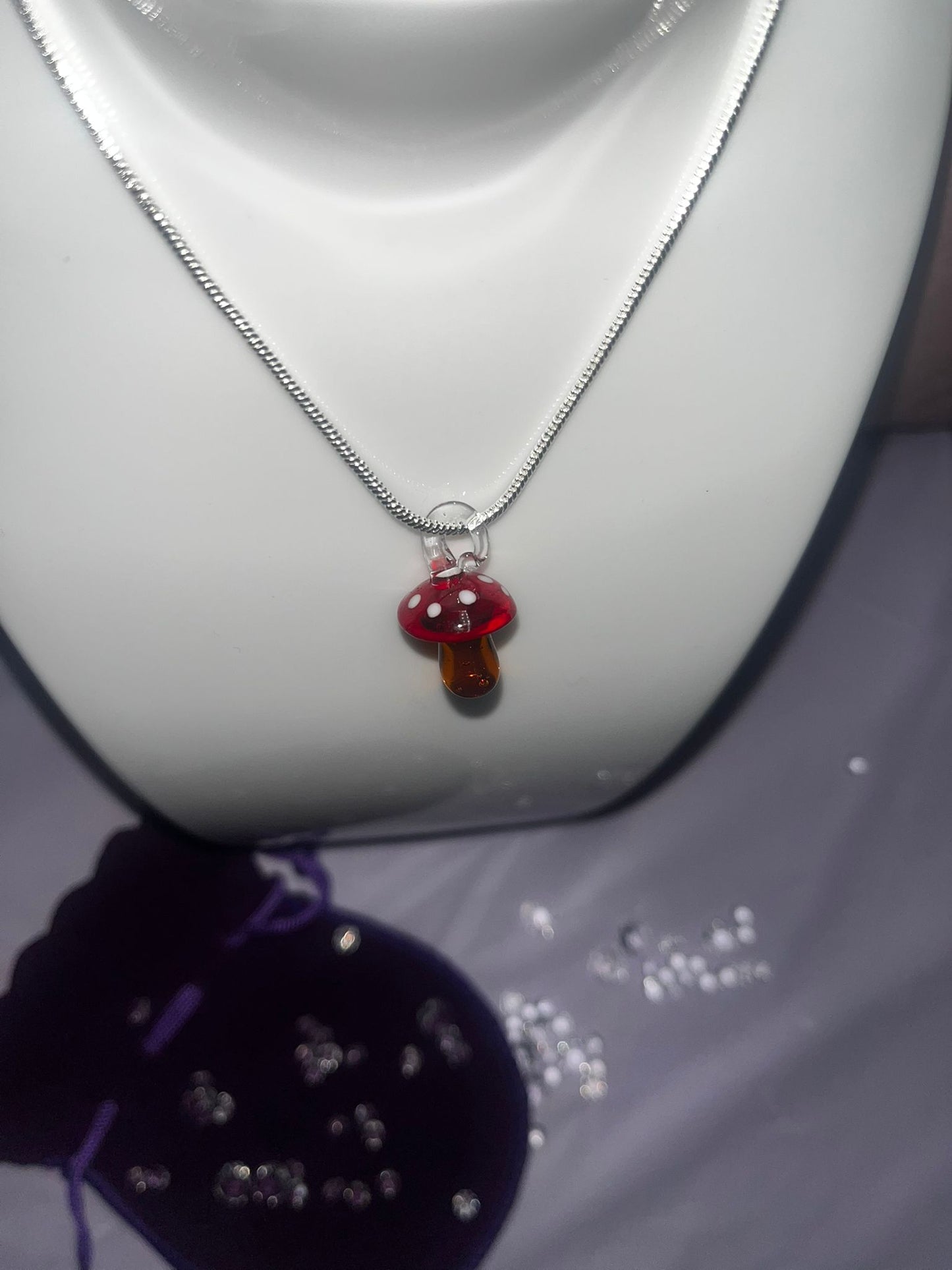 Glass mushroom necklace