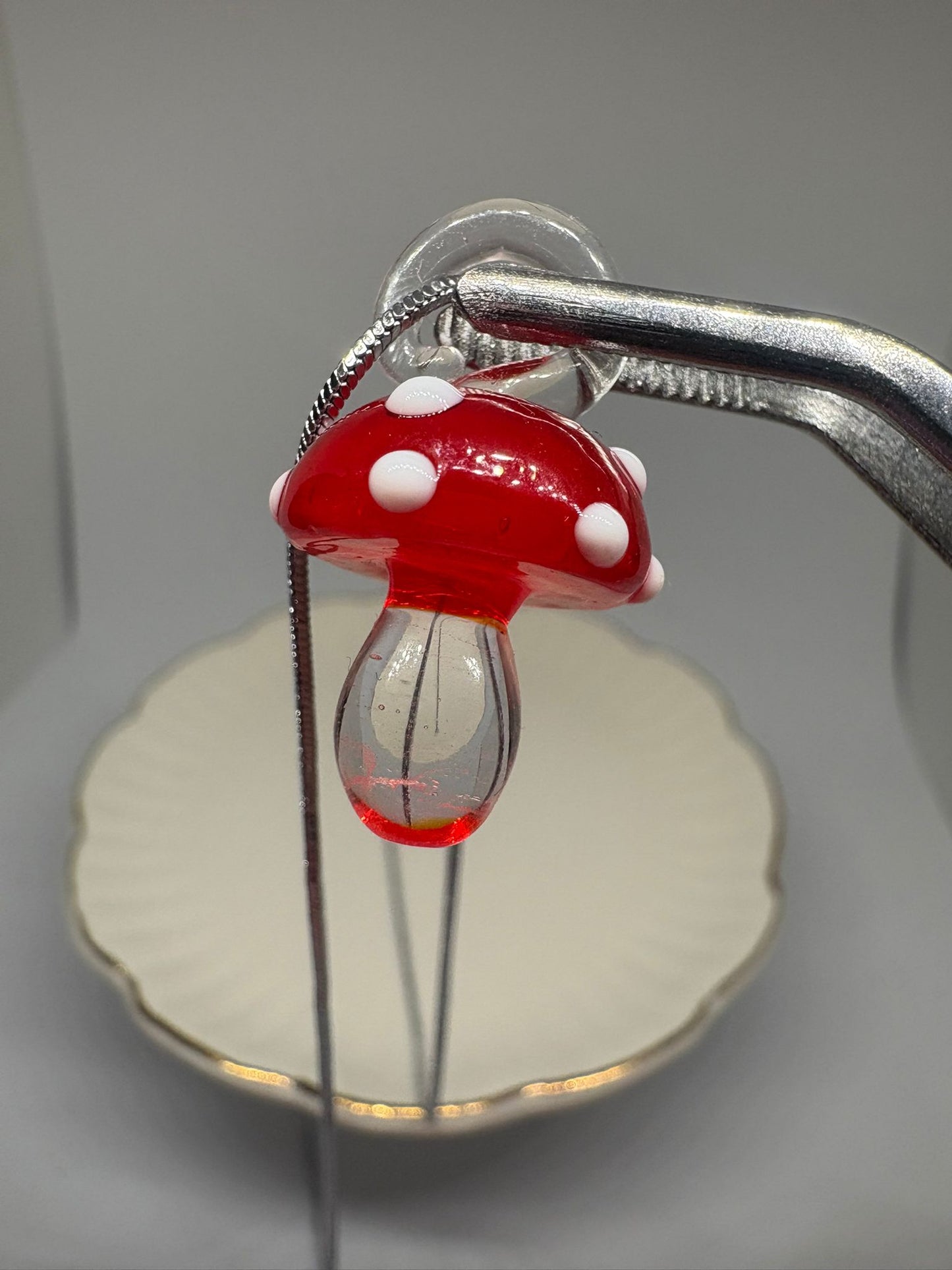 Red Glass Mushroom Necklace