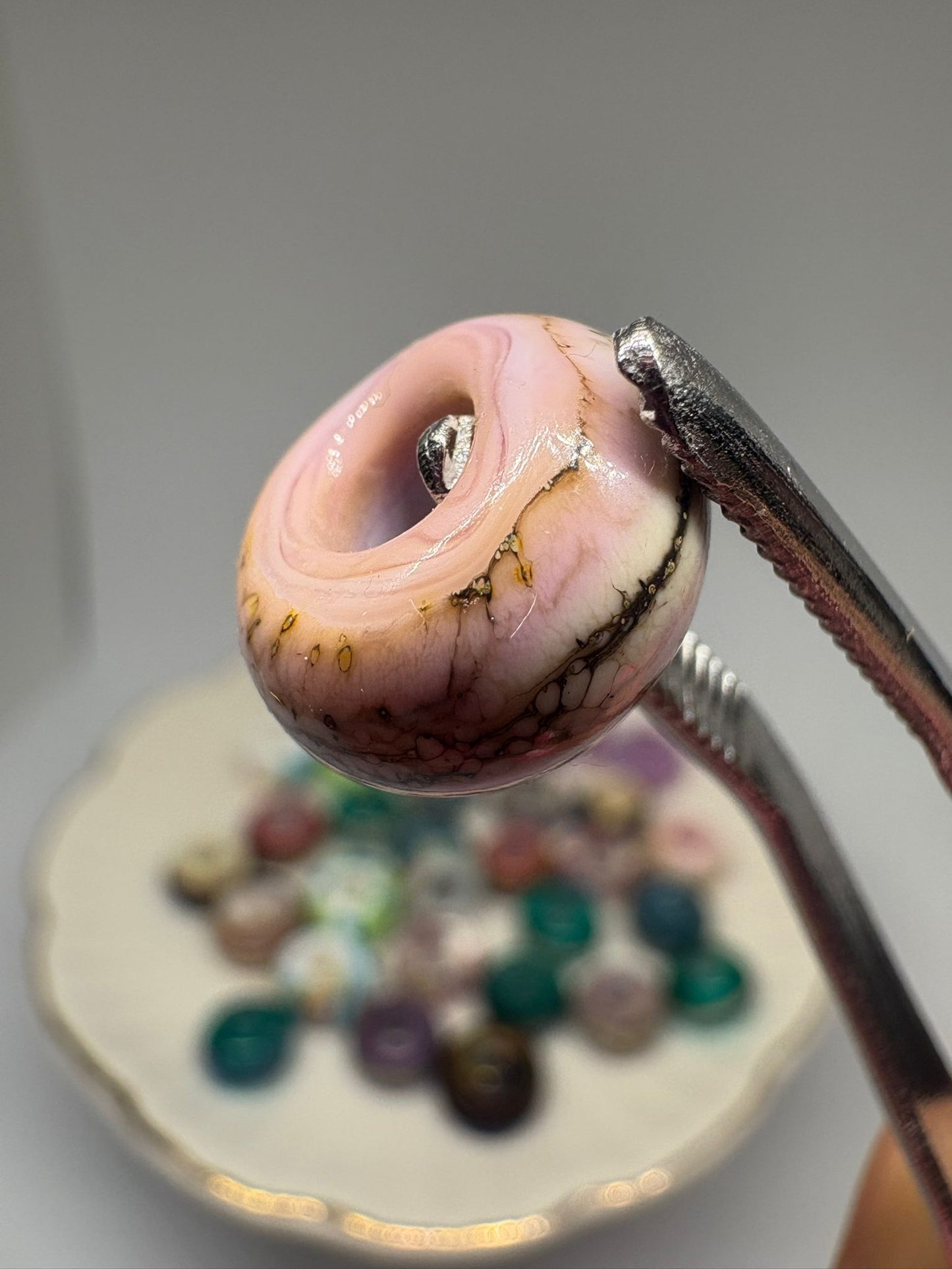 Baby pink bohemian glass bead