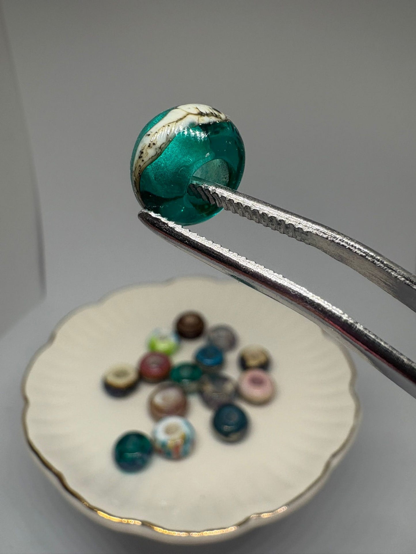 Sea blue glass boho beads