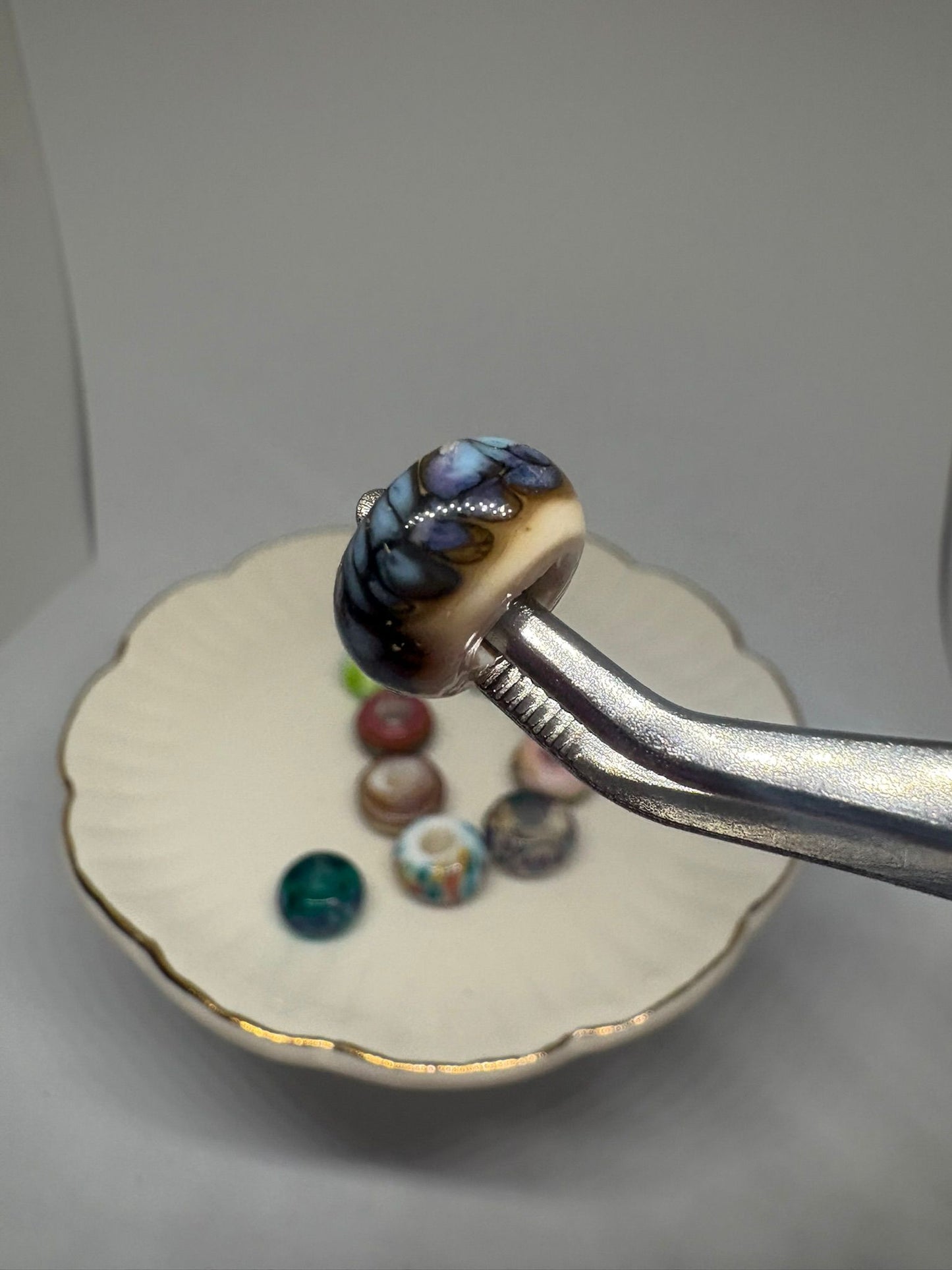 Blue & Purple flower style bead