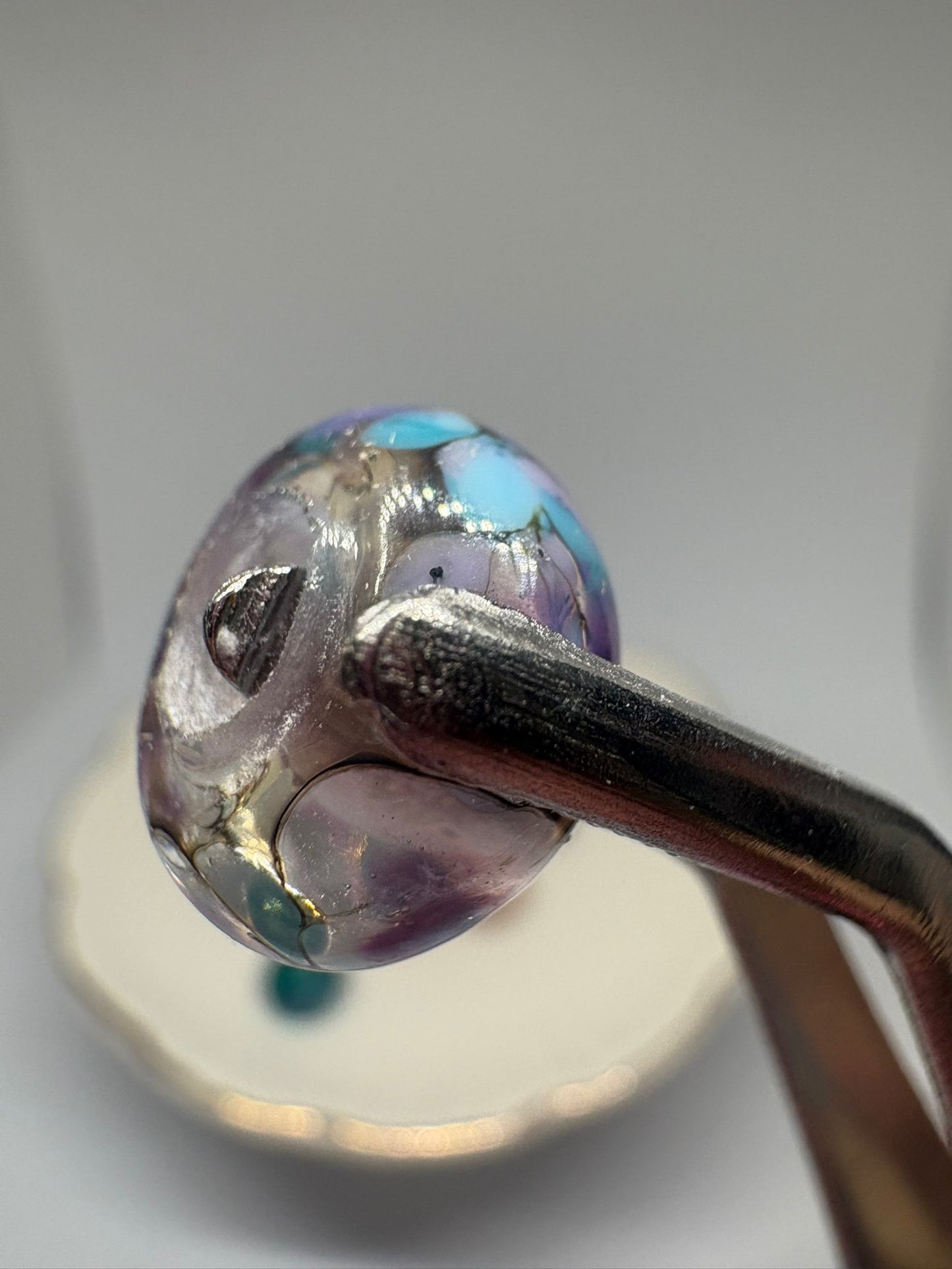 Glass purple & blue flower bead