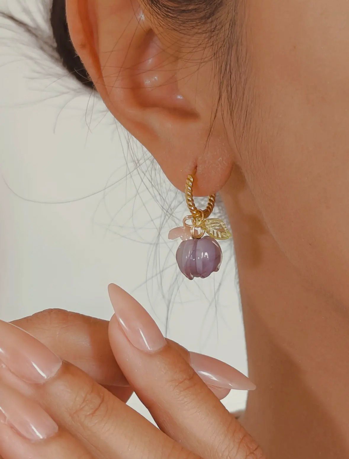 Lilac flower pumkpin earrings