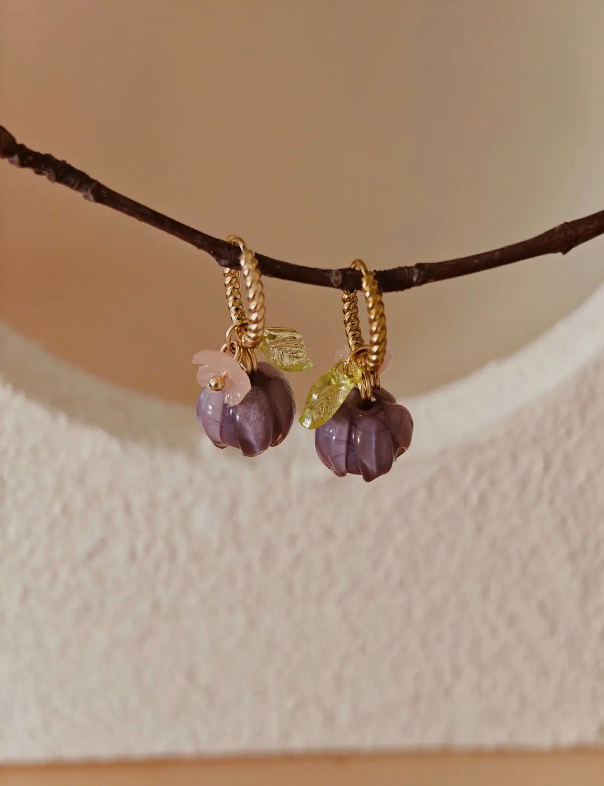 Lilac flower pumkpin earrings