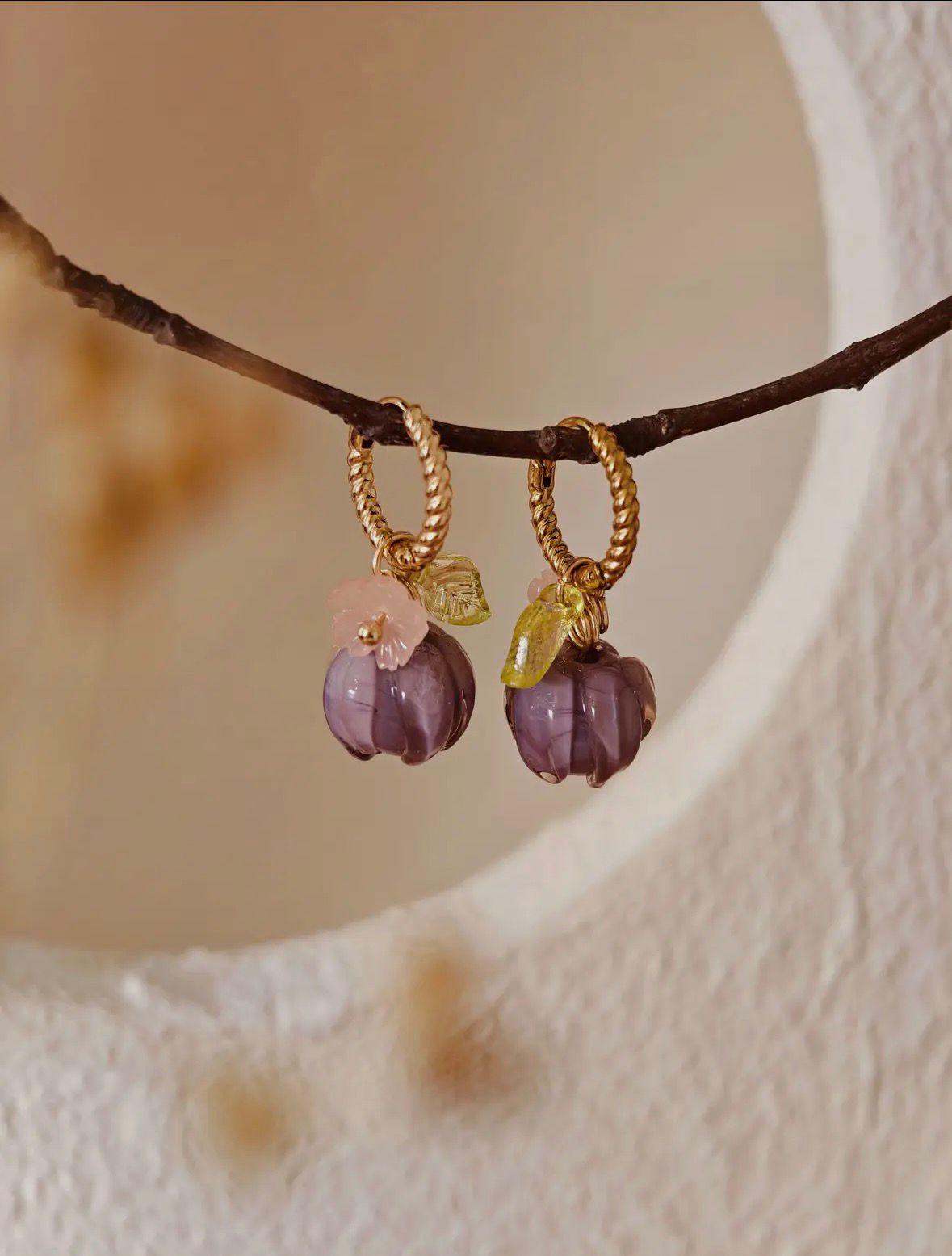 Lilac flower pumkpin earrings