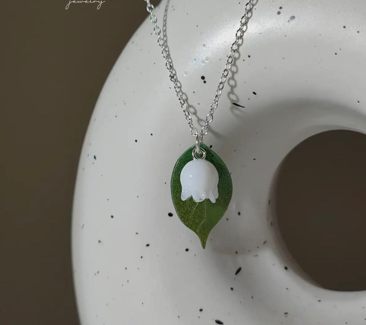 White Glass Lily necklace