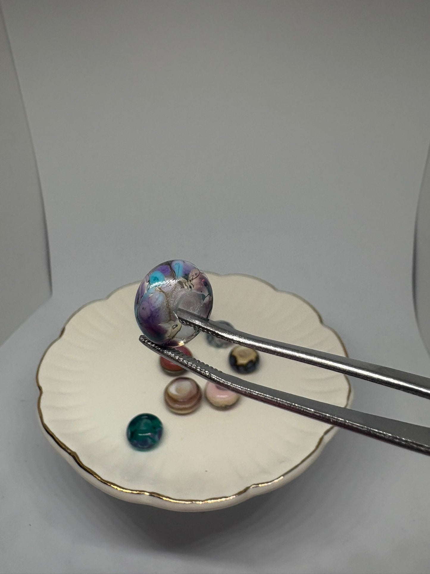 Glass purple & blue flower bead