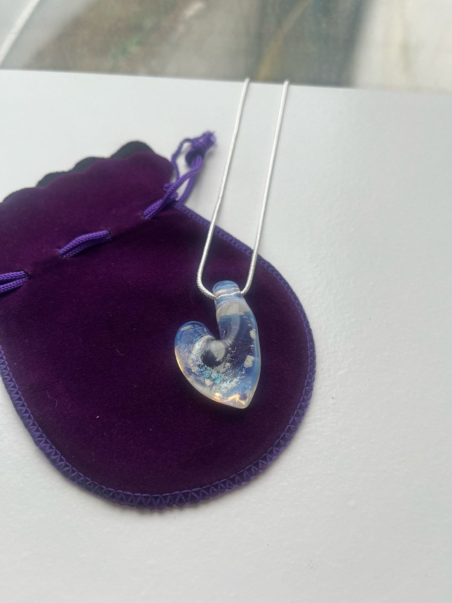 Opal vortex heart pendant