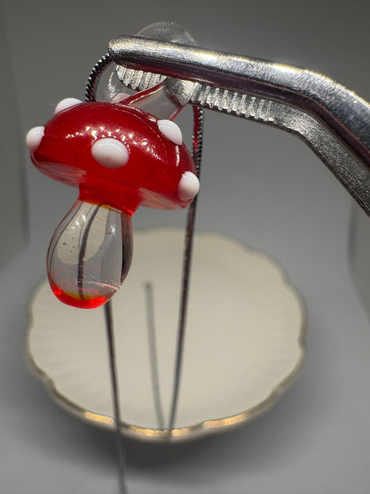 Red Glass Mushroom Necklace