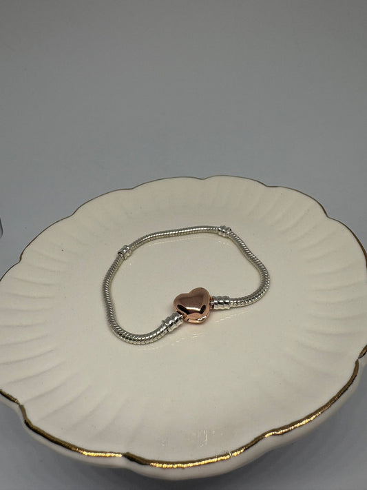 Copper heart clasp base bracelet