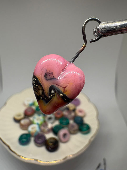 Pink glass heart charm