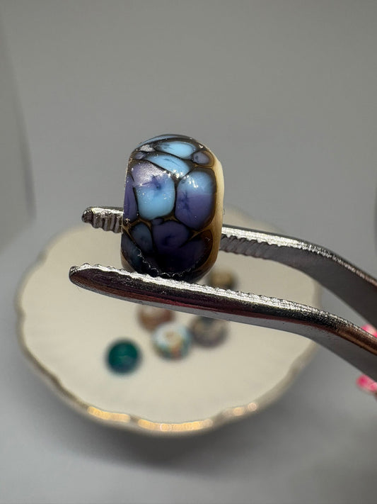 Blue & Purple flower style bead