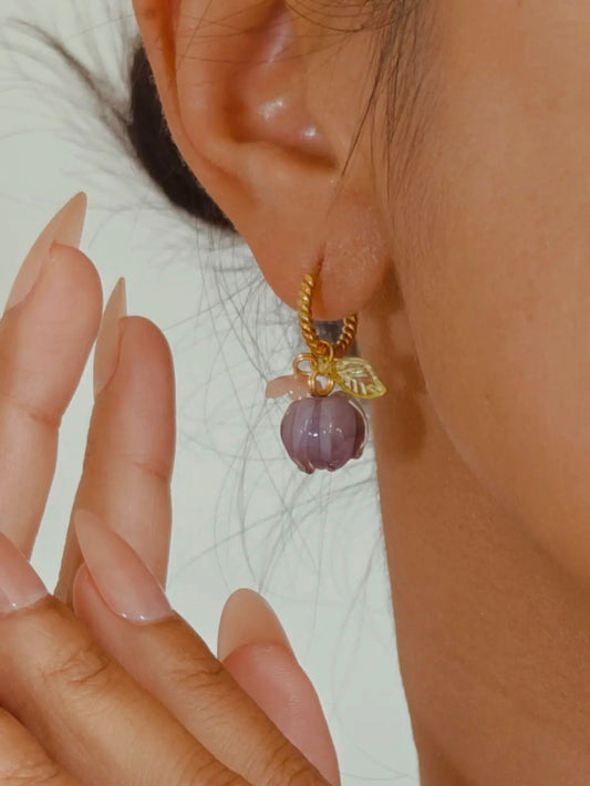 Lilac flower pumkpin earrings