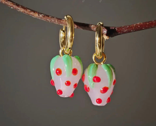 White strawberry earrings