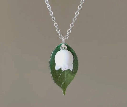 White Glass Lily necklace